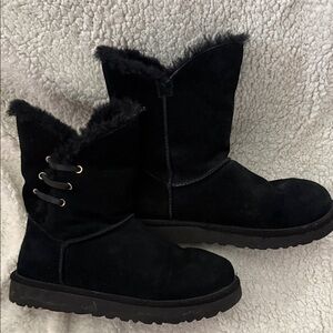UGG Black Constantine Boots with Fur Trim